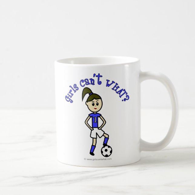 Light Womens Soccer in Blue Uniform Coffee Mug (Right)