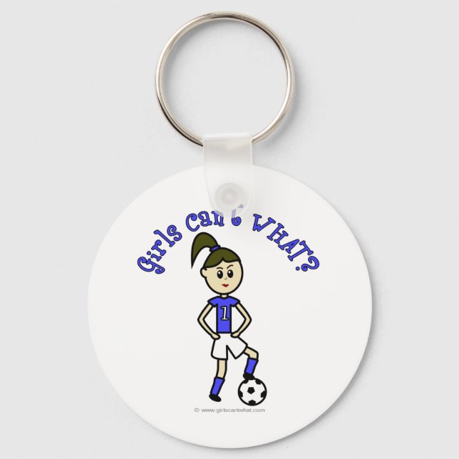 Light Womens Soccer in Blue Uniform Key Ring (Front)