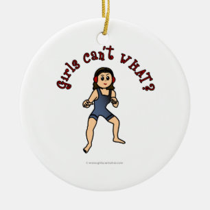 Light Womens Wrestling Ceramic Tree Decoration