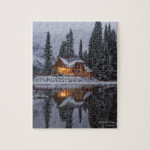 Light Wooden House Pine Trees Snow Lake Jigsaw Puzzle
