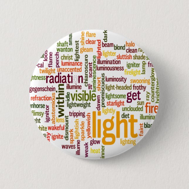 Light Word Cloud Art Print 6 Cm Round Badge (Front)