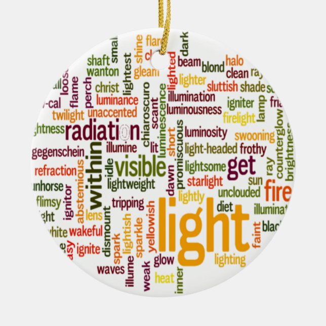 Light Word Cloud Art Print Ceramic Tree Decoration (Front)