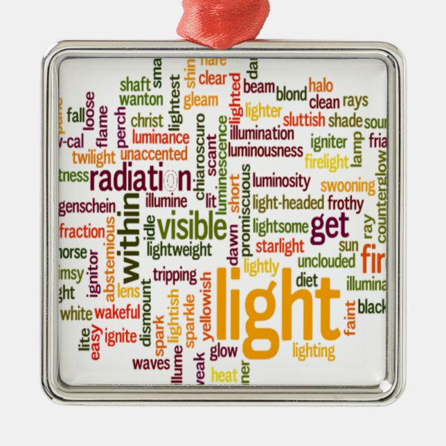 Light Word Cloud Art Print Metal Tree Decoration (Front)