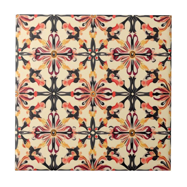Light Yellow Abstract Pattern Tile (Front)