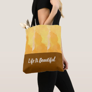 Light Yellow Abstract Watercolor With Brown Base Tote Bag