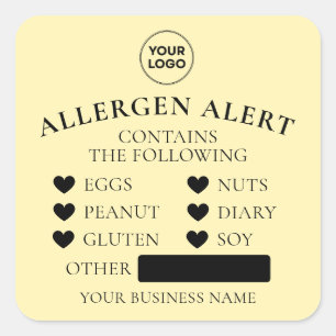 Light Yellow Allergy Alert Bakery Food Sticker