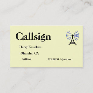 Light Yellow Amateur Radio Call Sign Business Card