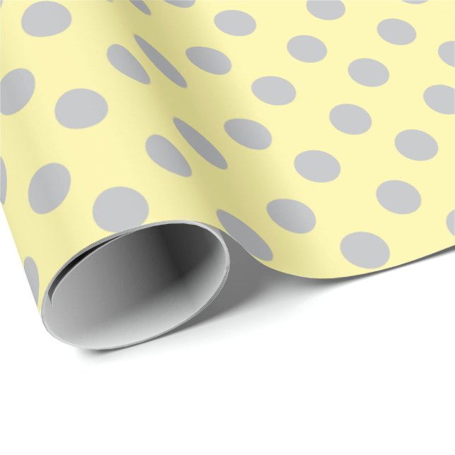 Light Yellow and Grey Polka Dots Wrapping Paper (Roll Corner)