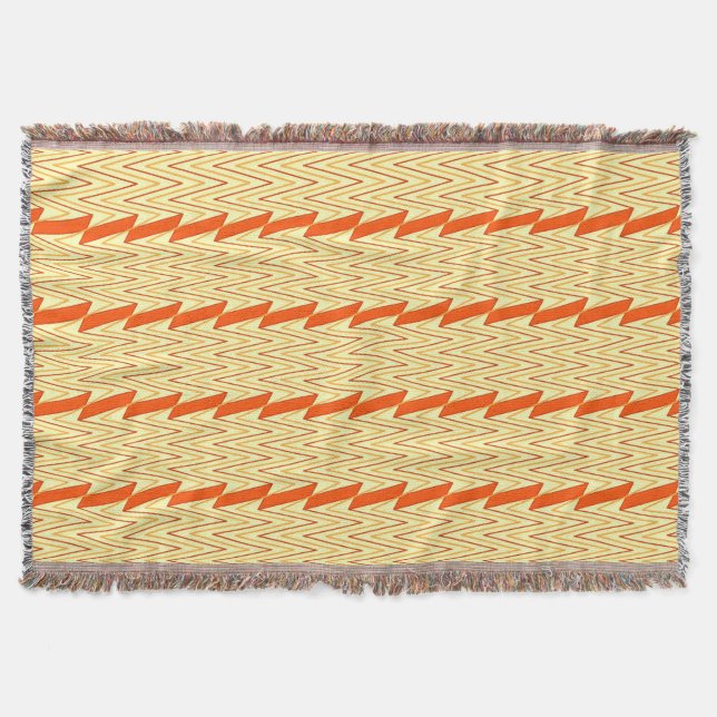 Light yellow and rust chevron design throw blanket (Front)