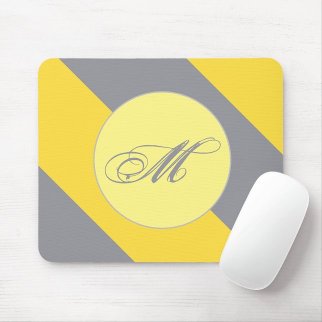 Light Yellow And Soft Grey Customise Mouse Mat (With Mouse)