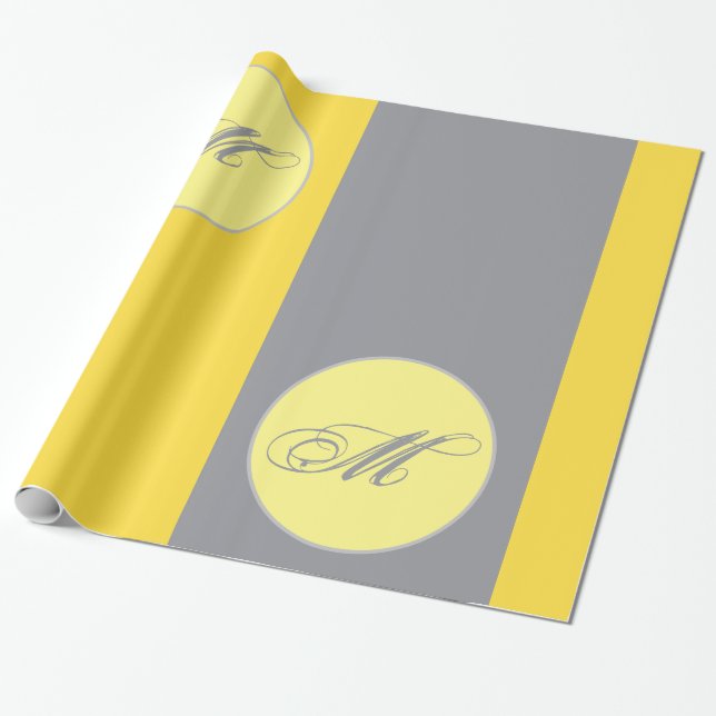 Light Yellow And Soft Grey Customise Mug Wrapping Wrapping Paper (Unrolled)