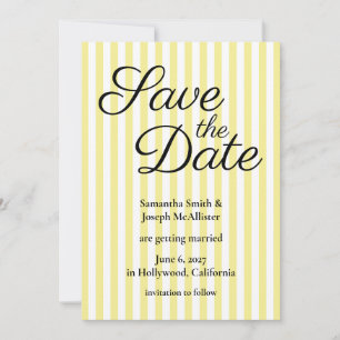 Light Yellow and White Stripe Save The Date