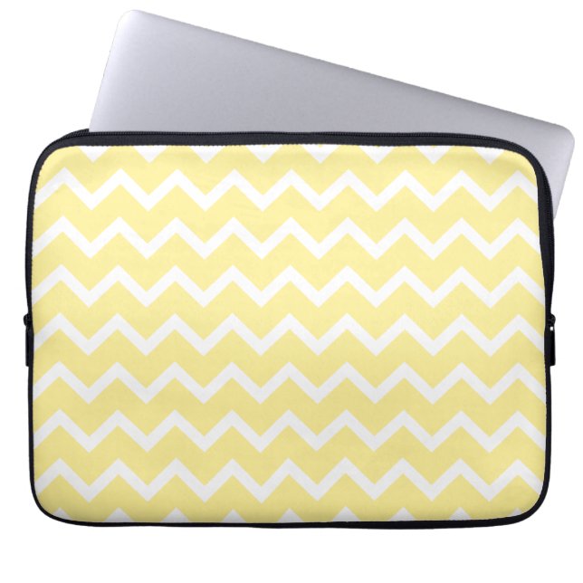 Light Yellow and White Zigzags. Laptop Sleeve (Front)