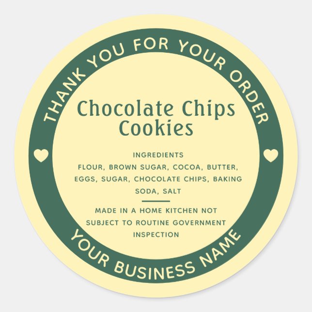 Light Yellow Cottage Law Ingredient Cookie Sticker (Front)