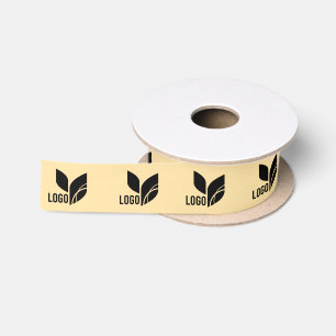 Light Yellow Custom Business Logo Satin Ribbon