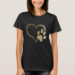Light yellow Dog cat paw print heart puppy pet T-Shirt