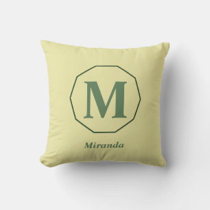 Light Yellow elegant monogram name personalised Cushion