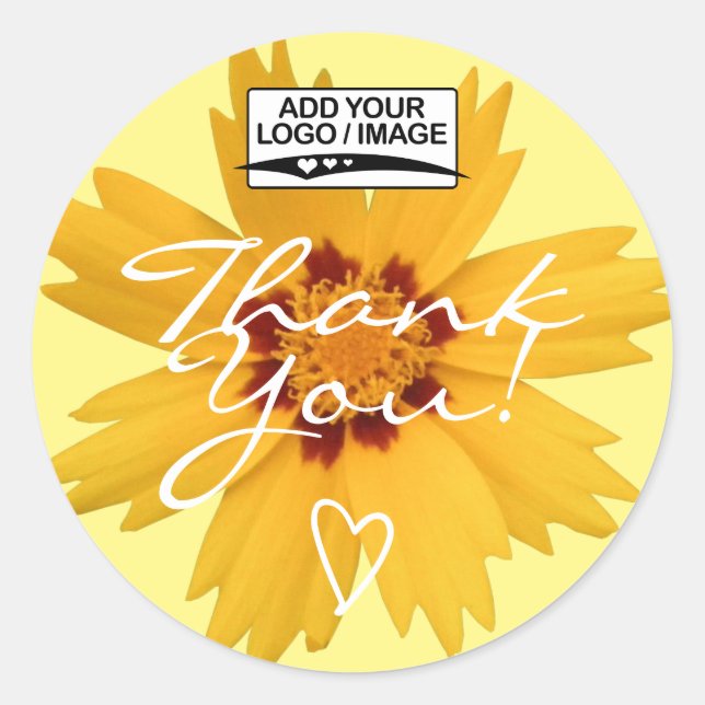 Light Yellow Flower Thank You Label Logo Template (Front)