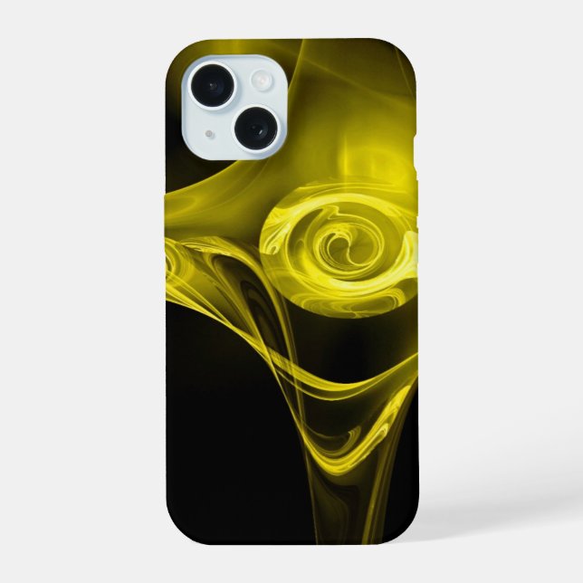 LIGHT YELLOW FRACTAL ROSE iPhone 15 CASE (Back)