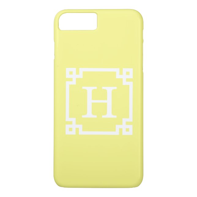 Light Yellow Greek Key Frame #2 Initial Monogram Case-Mate iPhone Case (Back)