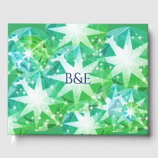 Light Yellow Green Emerald Crystal Art Guest Book