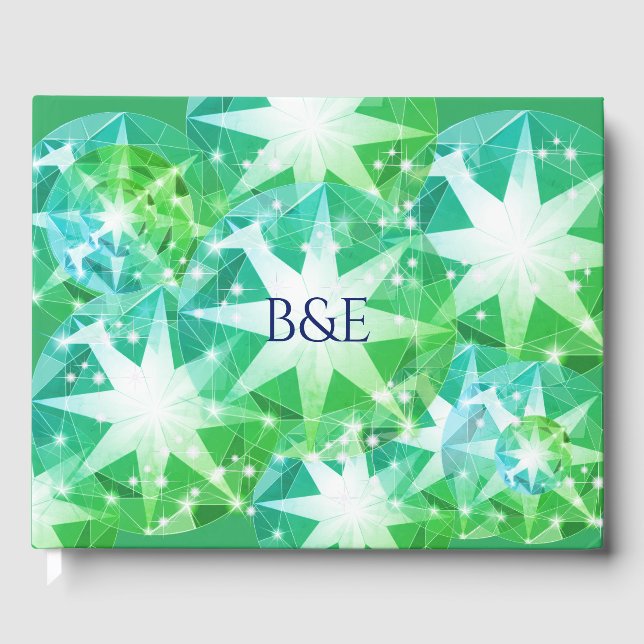Light Yellow Green Emerald Crystal Art Guest Book (Front)
