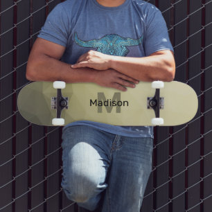 Light yellow grey ombre mesh pattern Monogram Skateboard