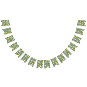 Light Yellow & Grey Peony & Rose Floral Wedding Bunting