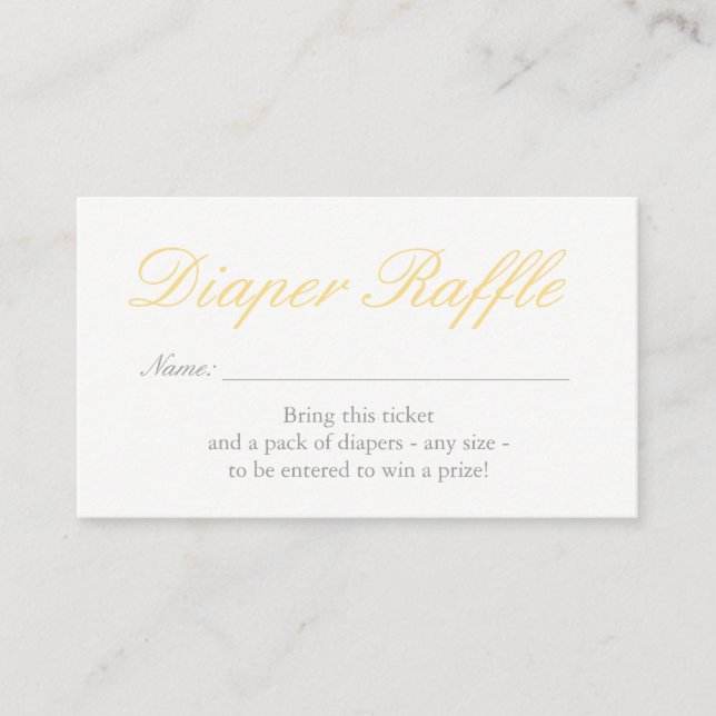 Light Yellow Hearts Diaper Raffle Card (Front)