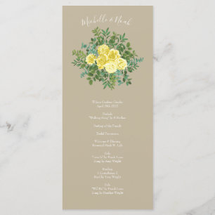 Light Yellow Khaki Ecru Rose Wedding Programs Menu