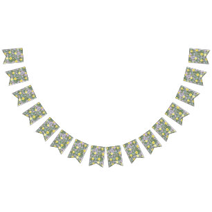 Light Yellow & Lilac Purple Rose Floral Wedding Bunting