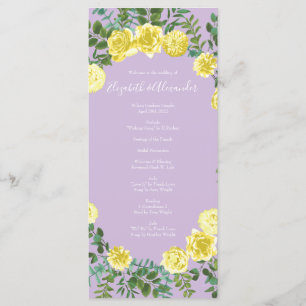 Light Yellow Lilac Purple Rose Wedding Programs 2 Menu
