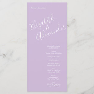 Light Yellow & Lilac Purple Rose Wedding Programs Menu
