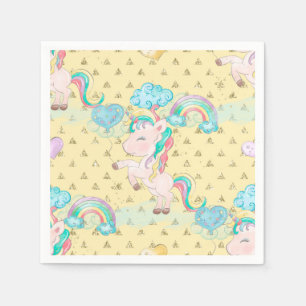 Light Yellow Magical Unicorn Pattern Napkin