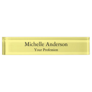 Light Yellow Minimalist Professional Modern Plain Nameplate
