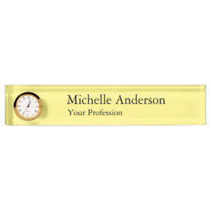 Light Yellow Minimalist Professional Modern Plain Nameplate