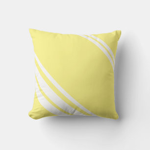 Light Yellow : Modern Lines in White Cushion