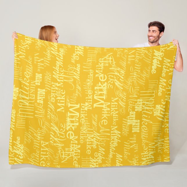 Light-Yellow Name Stamped allover Yellow Fleece Blanket (In Situ)