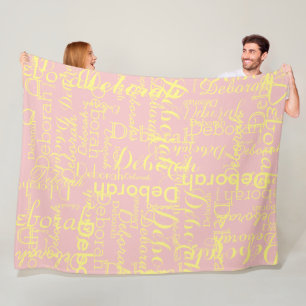 Light Yellow Names over Blush Luminous Fleece Blanket