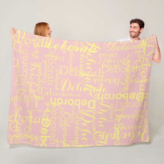Light Yellow Names over Blush Luminous Fleece Blanket (In Situ)