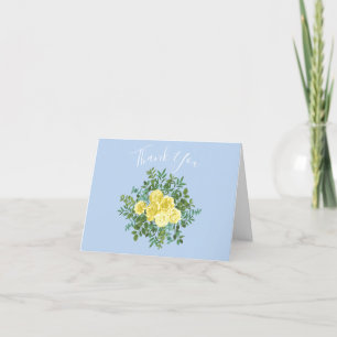 Light Yellow & Pale Blue Rose Floral Thank You Card