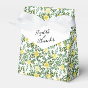 Light Yellow Pastel Peony & Rose Floral Wedding Favour Box