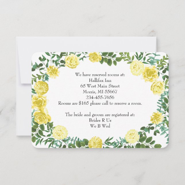Light Yellow Peony Rose Floral Information Card (Front)