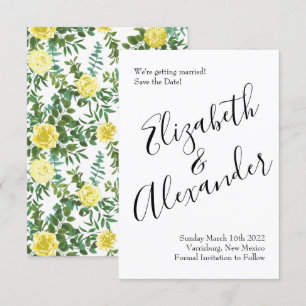 Light Yellow Peony Rose Floral Wedding Save Date Invitation