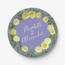 Light Yellow Periwinkle Blue Rose Floral Wedding