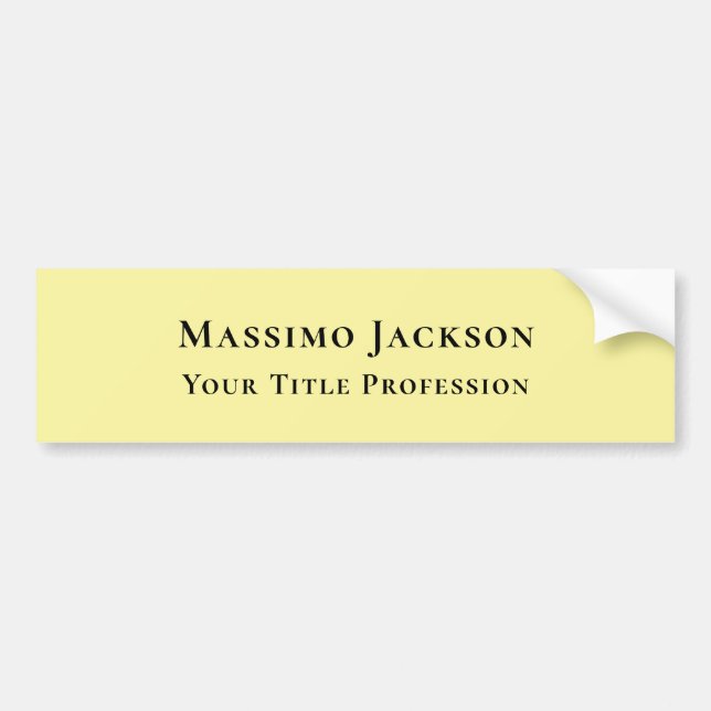 Light Yellow Plain Elegant Professional Modern Bumper Sticker (Front)