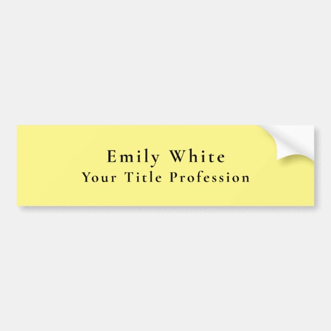 Light Yellow Plain Elegant Professional Modern Bumper Sticker (Front)