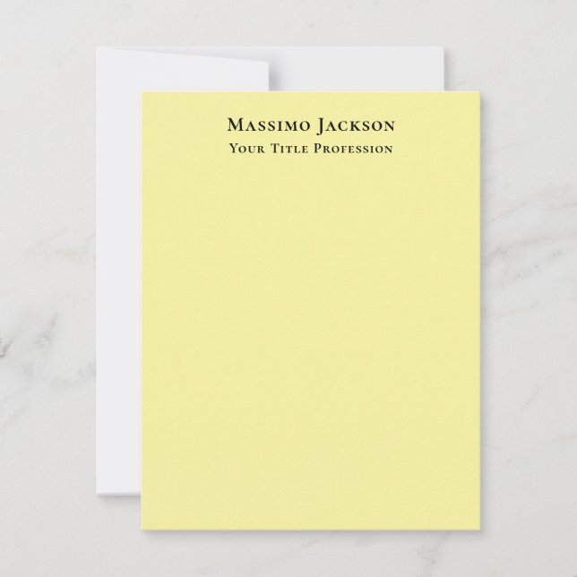 Light Yellow Plain Elegant Professional Modern Card (Front)