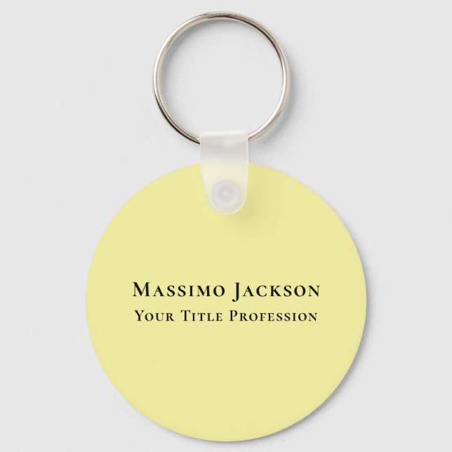 Light Yellow Plain Elegant Professional Modern Key Ring (Front)