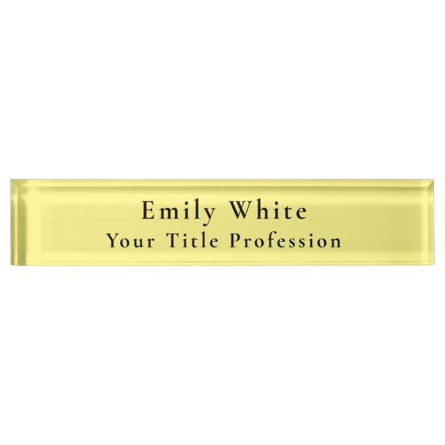 Light Yellow Plain Elegant Professional Modern Nameplate (Front)